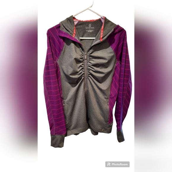 Lands End Zip-Up Lightweight Hooded Jacket/Sweatshirt size Small (6-8) - Picture 1 of 15